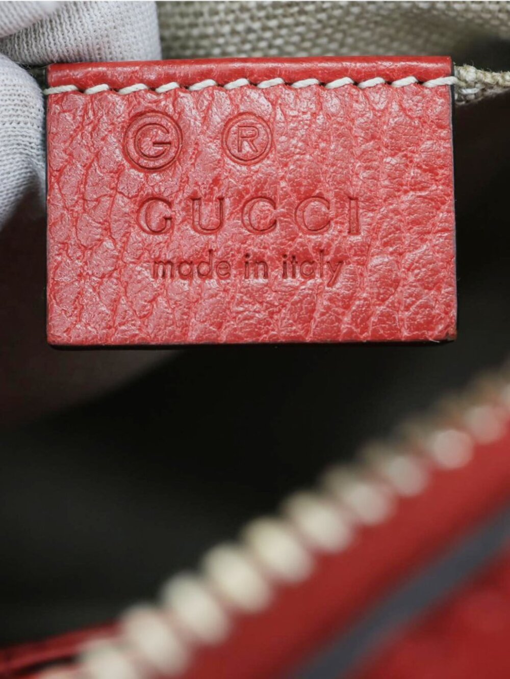 Gucci  Bree GG Canvas Leather Crossbody Bag Red 449413 - Picture 14 of 15